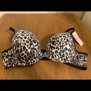 NWT Cacique Leopard Plunge Cotton Bra 42B